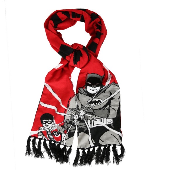 Batman & Robin Scarf Licensed DC Comics Winter Reversible Unisex Red Black - Picture 3 of 13